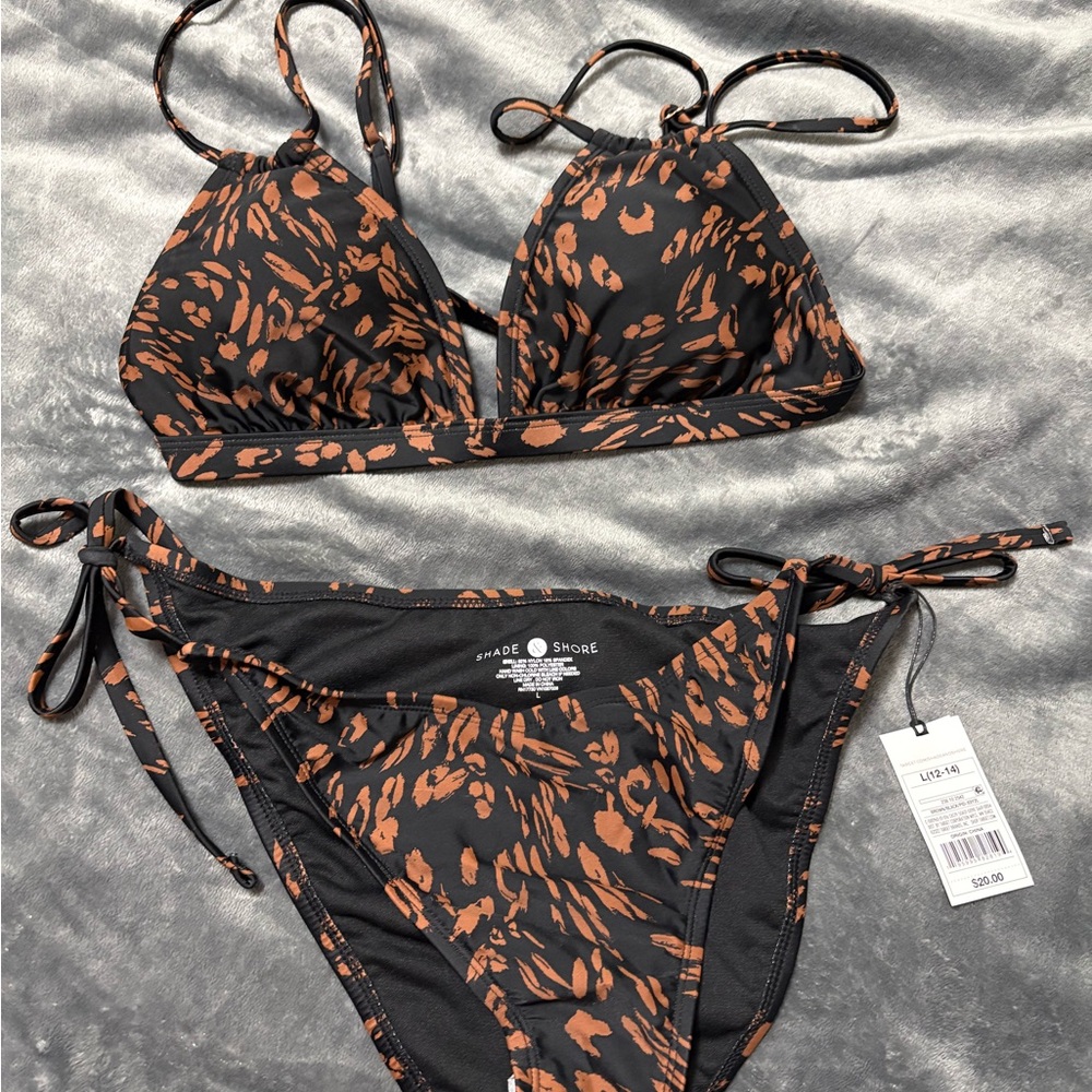 Shade & Shore Women's Black and Brown Bikini Set